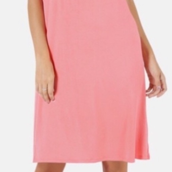 Rayon Knee Length Tank Dress Pink - Picture 4 of 4